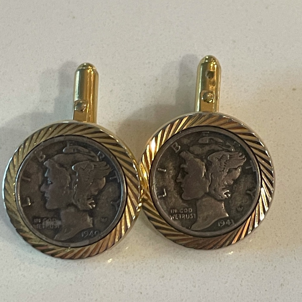Vintage Mercury Dime Cuff Links